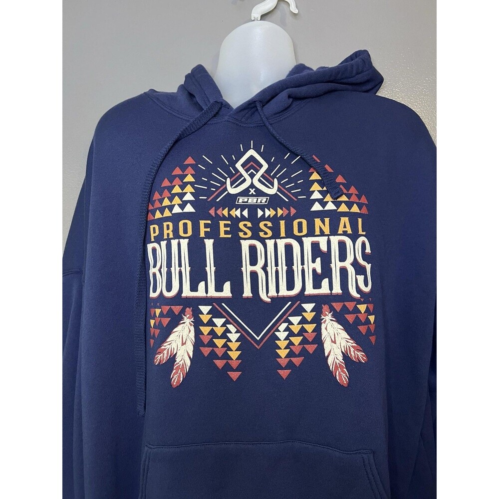 PBR Hoodie Mens XL Blue Professional Bull Riders Graphic Pullover Sweatshirt